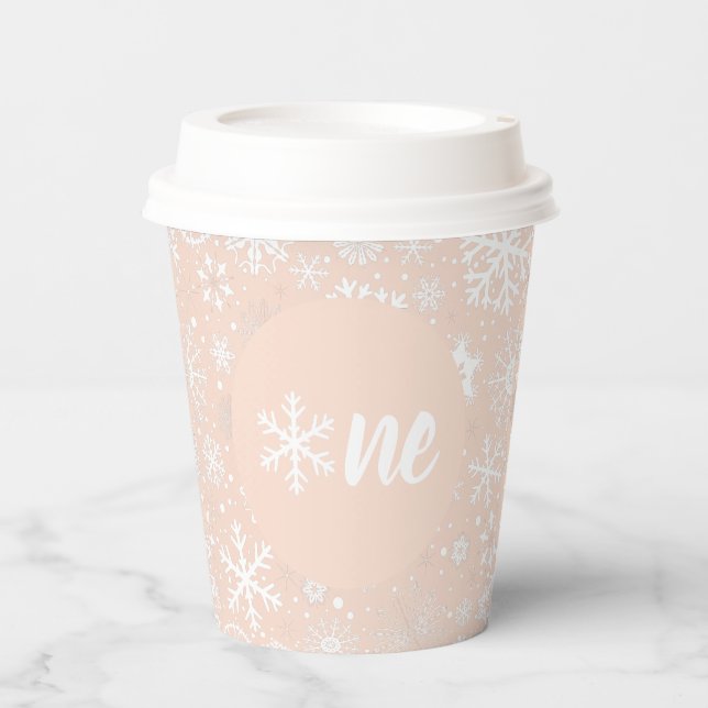 Pink Blush Snowflake ONE Paper Cup (Front)