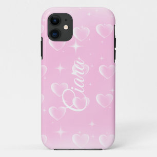 Pink Blush Sparkle And Hearts  iPhone 11 Case