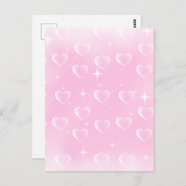 Pink Blush Sparkle And Hearts  Postcard (Front/Back)