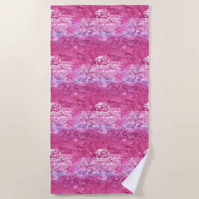 Pink Blush Sparkle Mermaid Beach Towel (Front)