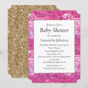 Pink Blush Sparkle Mermaid Invitation