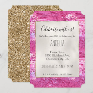 Pink Blush Sparkle Mermaid Invitation