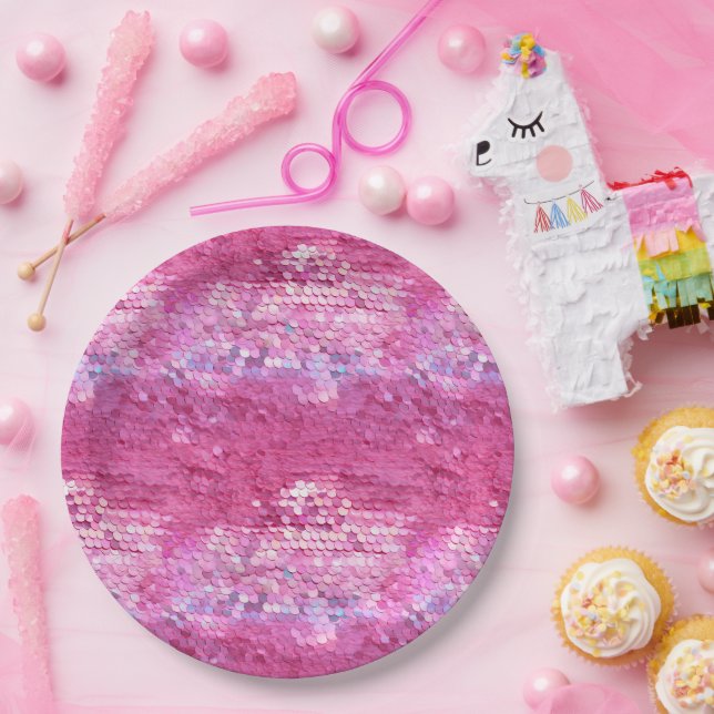 Pink Blush Sparkle Mermaid Paper Plate (Party)