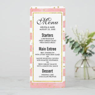 Pink Blush Stripes   Faux Gold Confetti Invitation