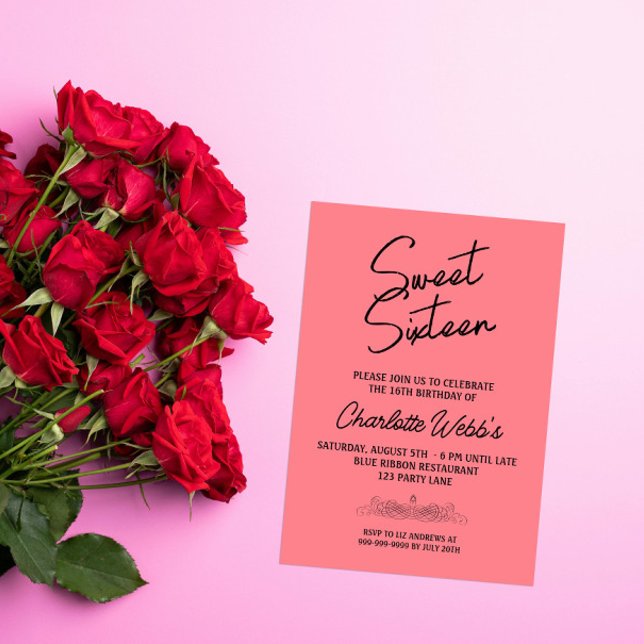 Pink Blush Sweet 16th Birthday  Invitation (Creator Uploaded)