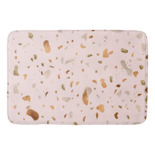 Pink Blush Terrazzo With Gold Copper Spots Bath Mat