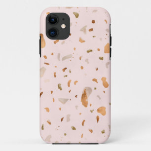 Pink Blush Terrazzo With Gold Copper Spots iPhone 11 Case