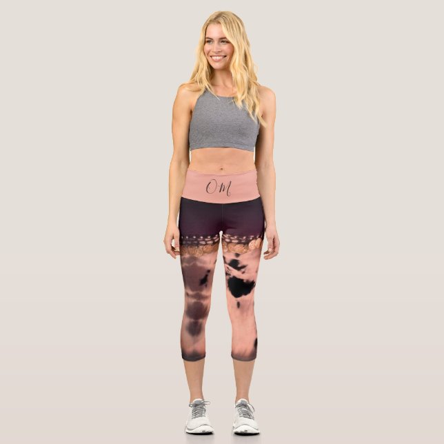 Pink Blush Tie Dye OM  Capri Leggings (Front)
