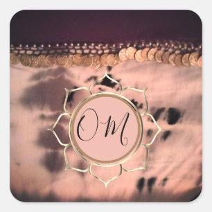 Pink Blush Tie Dye OM Lotus     Square Sticker