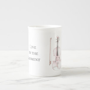 Pink Blush Violin Bone China Mug