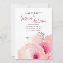 Pink Blush Watercolor Peony Save The Date Wedding
