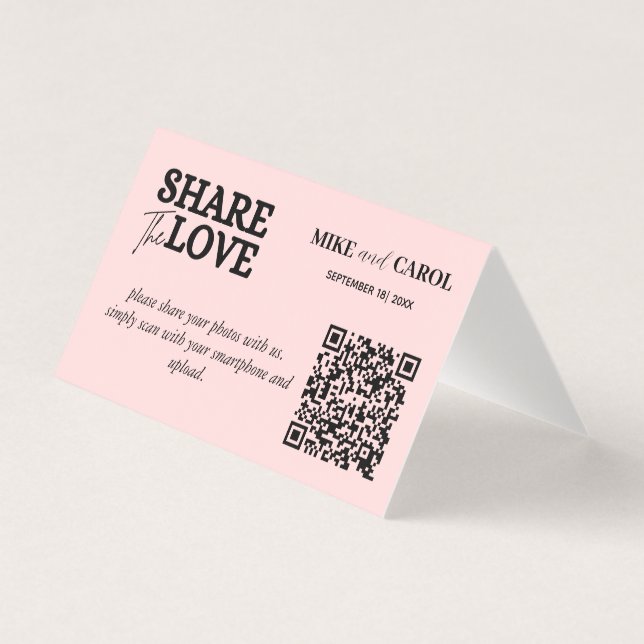 Pink Blush Wedding Photo Sharing With QR Code (Front)