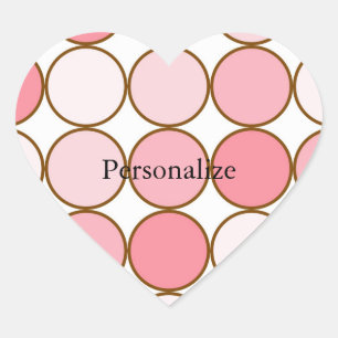 Pink Blush White Dots Heart Sticker
