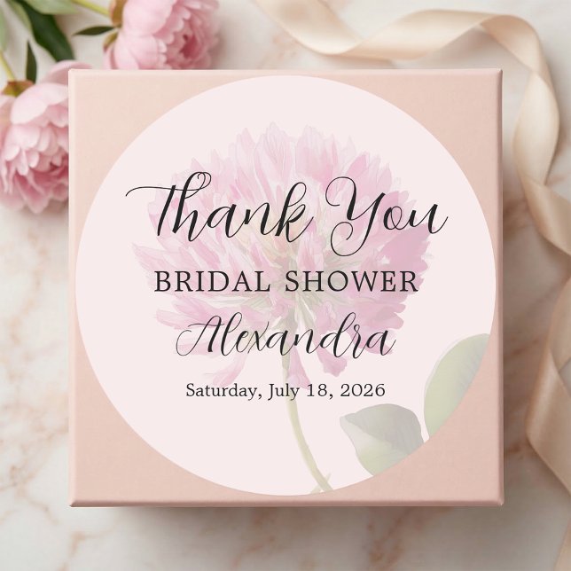 Pink Blush Wild Flower Bridal Shower Thank You Classic Round Sticker (Creator Uploaded)