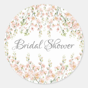 Pink Blush Wildflowers Elegant Floral Bridal Classic Round Sticker