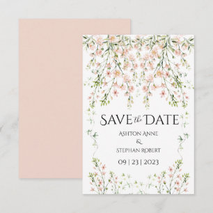 Pink Blush Wildflowers Elegant Floral Wedding Save The Date