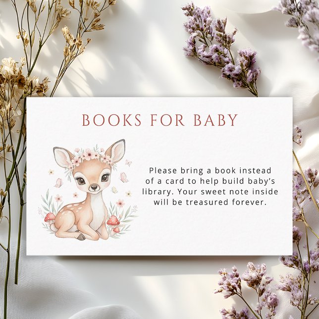 Pink Blush Woodland Deer Girl Books for Baby Enclosure Card (Creator Uploaded)