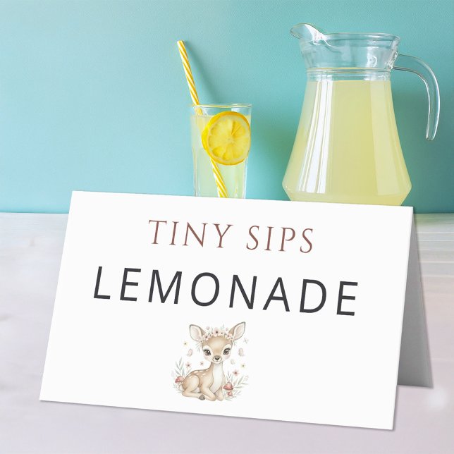 Pink Blush Woodland Deer Girl Lemonade Place Card (Creator Uploaded)