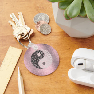Pink Blush Yin Yang    Key Ring