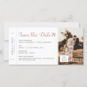 Pink Boarding Pass Destination Save the Date
