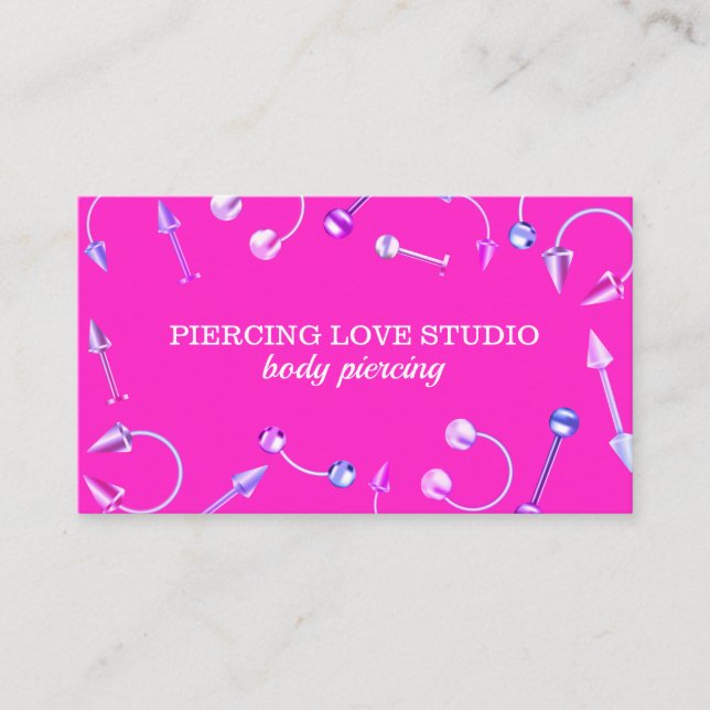 Pink Body Jewellery Craft Piercing Business Card (Front)