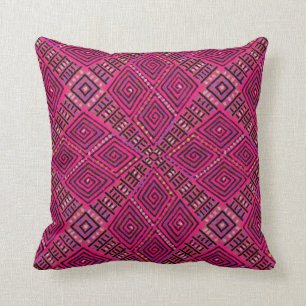 Pink Bohemian African Mud Cloth Style Cushion