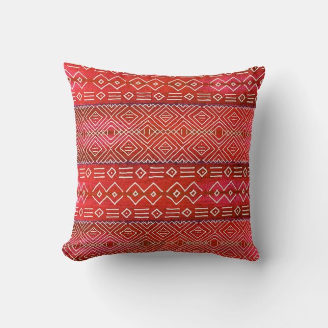 Pink Bohemian BOHO Desert Striped Navajo Pattern Cushion (Front)