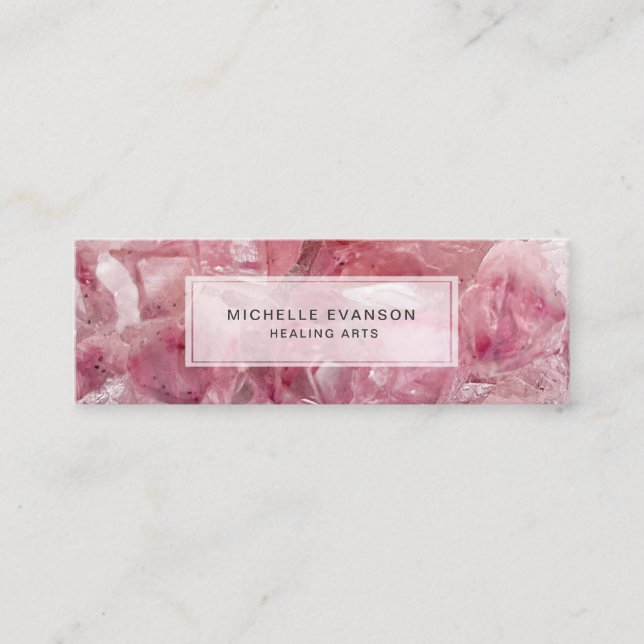 Pink Bohemian Crystal Healing Arts Mini Business Card (Front)