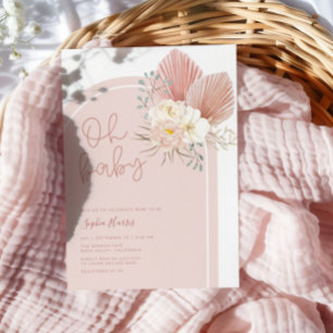 Pink Boho Arch Oh Baby Shower  Invitation