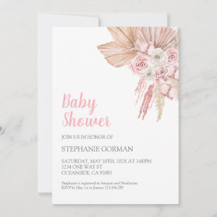 Pink Boho Baby Shower for girl Invitation