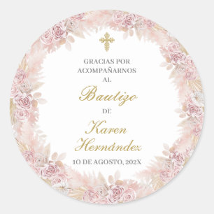 Pink Boho Baptism Spanish sticker