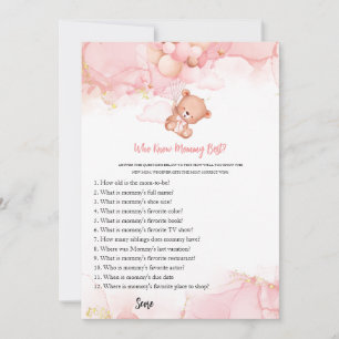 Pink Boho Bear Who Knows Mummy Best Baby Shower  Invitation