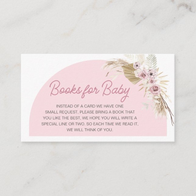 Pink Boho Bearly Wait Baby Shower Books for Baby Enclosure Card (Front)