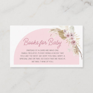 Pink Boho Bearly Wait Baby Shower Books for Baby Enclosure Card
