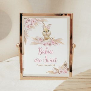 Pink Boho Bunny Baby Shower Babies are Sweet Poster
