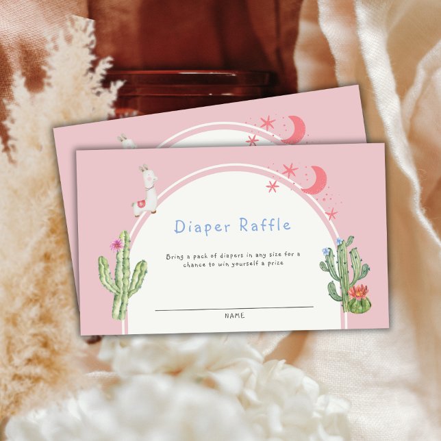 Pink Boho Cactus Toys Diaper Raffle Baby Shower  Enclosure Card (Pink Boho Cactus Toys Diaper Raffle Baby Shower Enclosure Card)