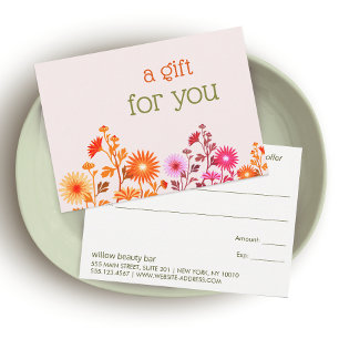 Pink Boho Country Floral Gift Certificate Thank Yo You Card
