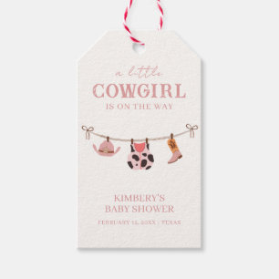 Pink Boho Cowgirl Clothesline Cowhide Baby Shower  Gift Tags