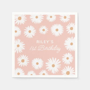 Pink Boho Daisy Birthday Part Napkin