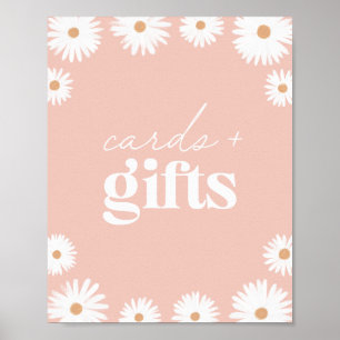 Pink Boho Daisy Birthday Party Cards and Gifts Poster