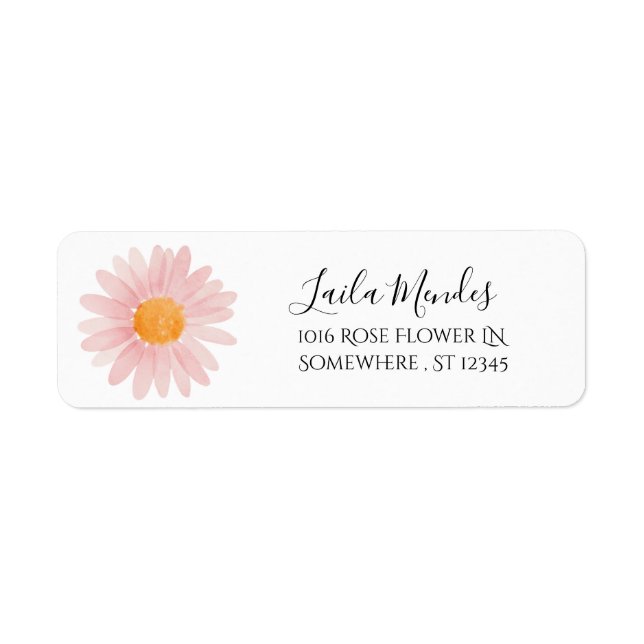 Pink Boho Daisy Birthday Party Return Address (Front)