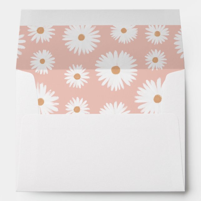 Pink Boho Daisy Floral Girl Baby Shower Envelope (Back (Bottom))