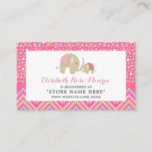 Pink Boho Elephant & Chevron Baby Gift Registry Enclosure Card