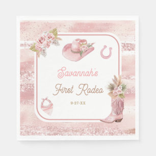 Pink Boho First Rodeo 1st Birthday Napkin