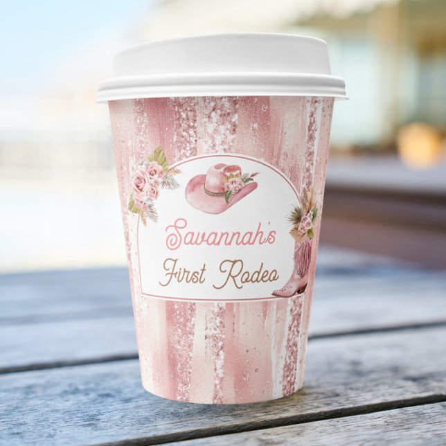 Pink Boho First Rodeo 1st Birthday Paper Cups (Pink Boho First Rodeo 1st Birthday Paper Cups)