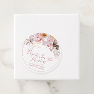 Pink Boho Floral Baby Shower Pop It Favour Tags