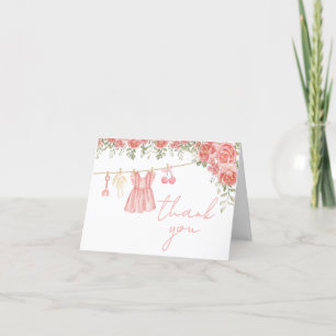 Pink Boho Floral Baby Shower Thank You Card