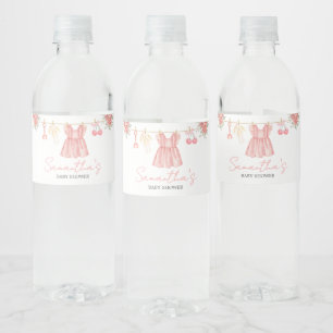 Pink Boho Floral Baby Shower Water Bottle Label