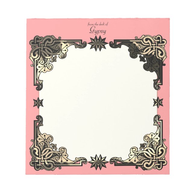 Pink Boho Floral Bohemian Celtic Knot Notepad (Front)