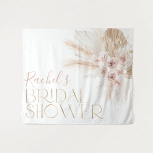 Pink Boho Floral Bridal Shower Backdrop Tapestry